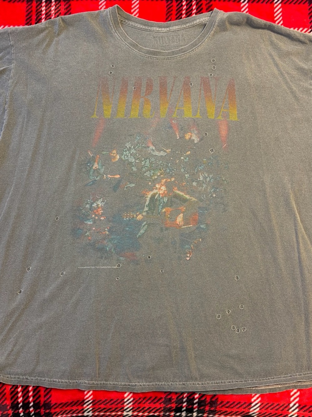 NIRVANA Gray Tee with Yellow-to-Red Logo